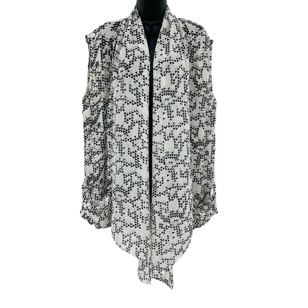 Silence + Noise sheer waterfall sleeveless long line‎ vest cardigan size L